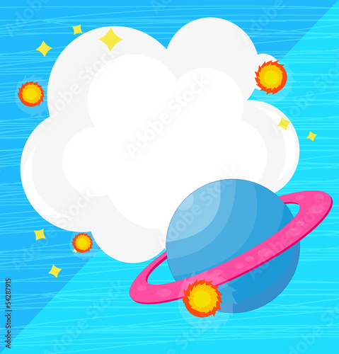 An empty cloud template with a planet