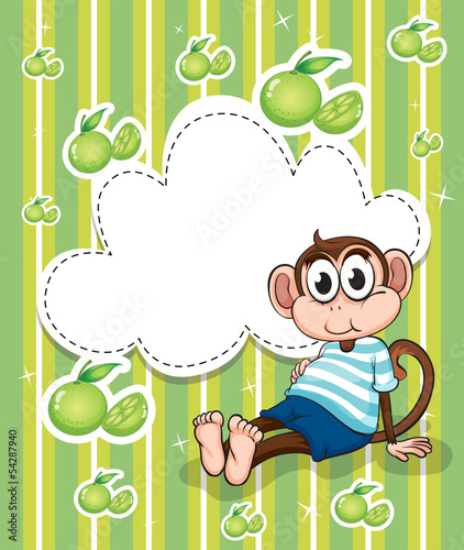 A stationery with a monkey and lemons