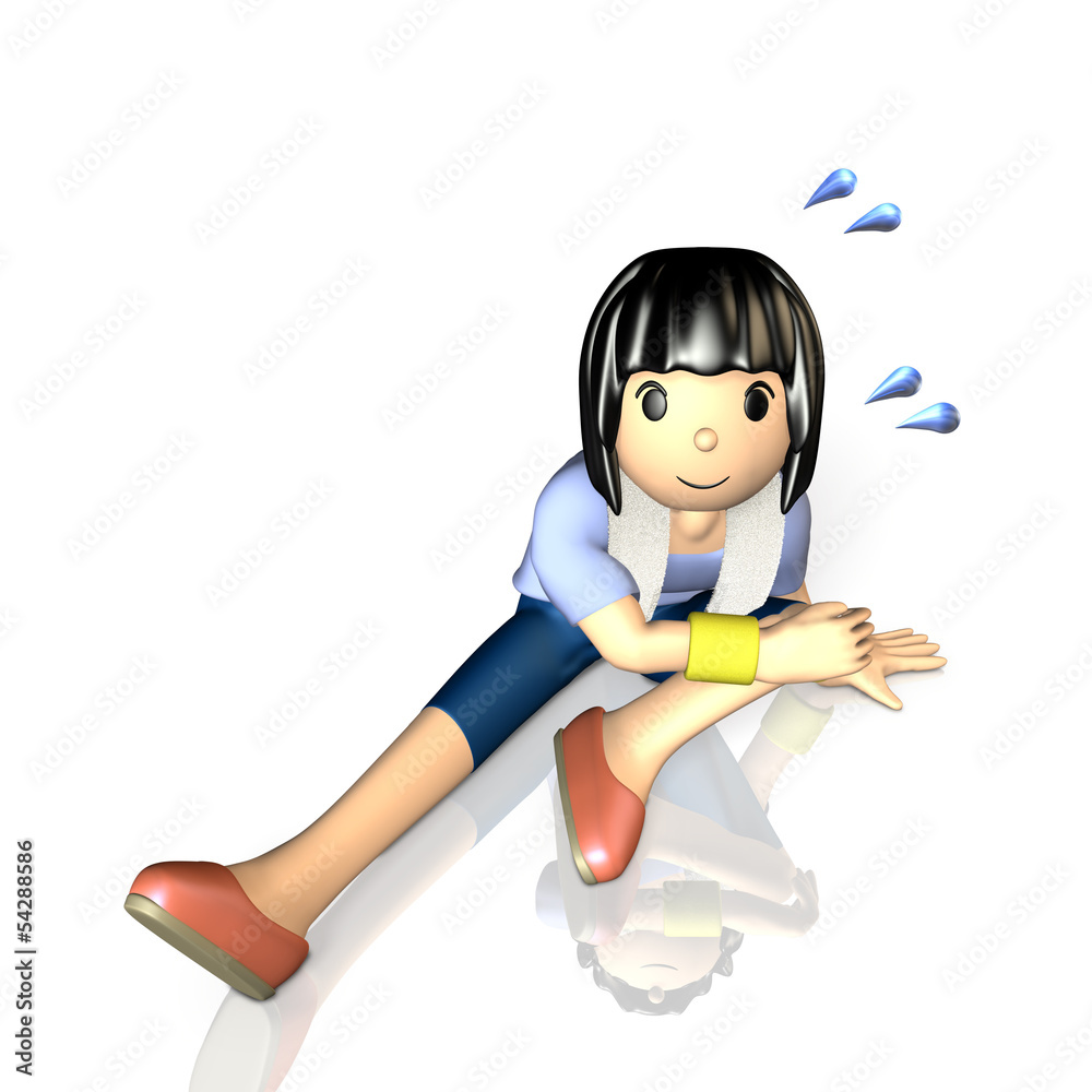Young woman stretching during exercise Young woman stretching during exercise
