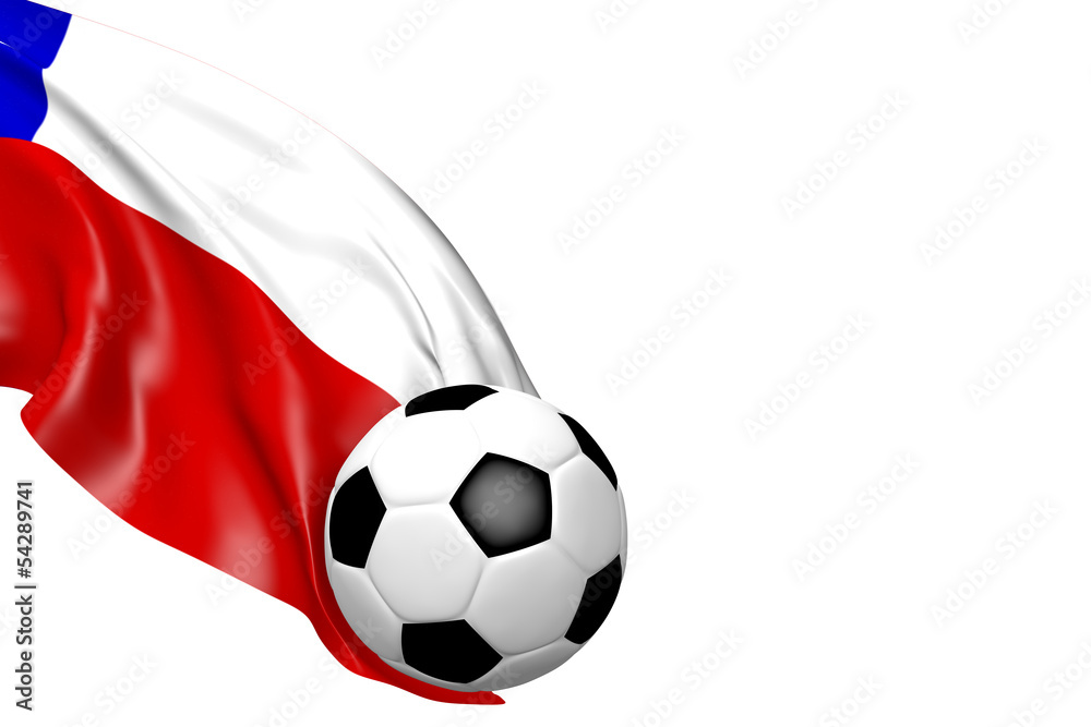 Fototapeta premium Fussball mit Fahne von Chile - 3D