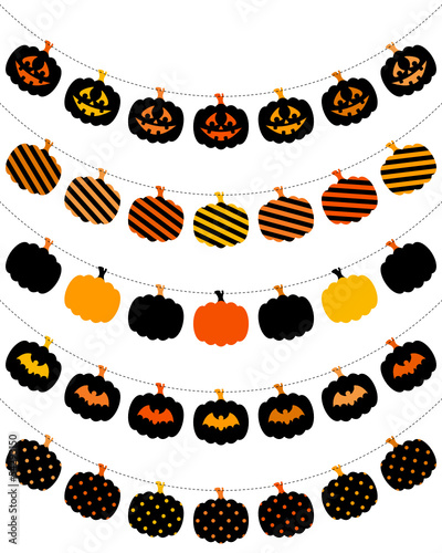 5 Seamless Festoons Halloween Pumpkin Black