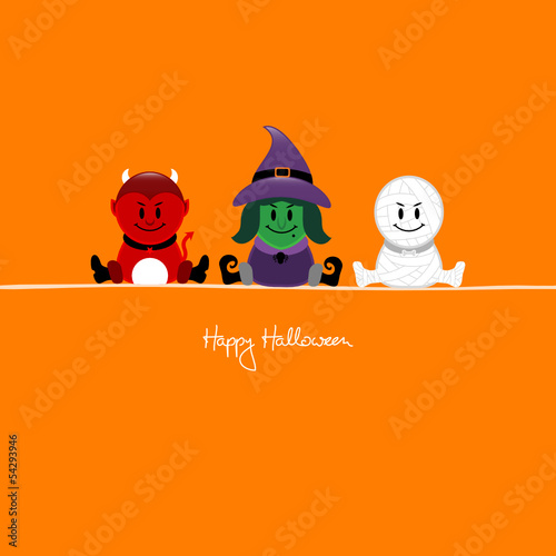 Halloween Devil, Witch & Mummy Orange
