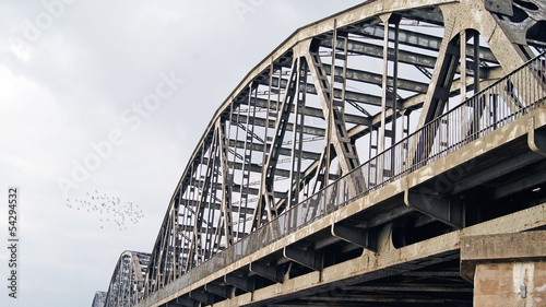 Bridge on the Polish river Wisla. Grudziadz