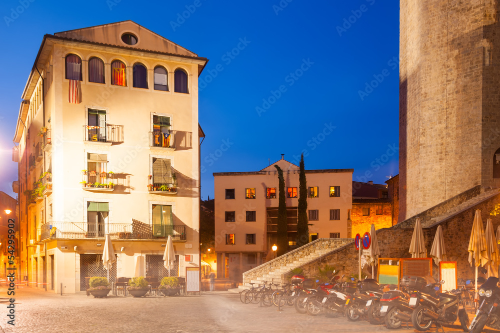 night view of old  street of Girona
