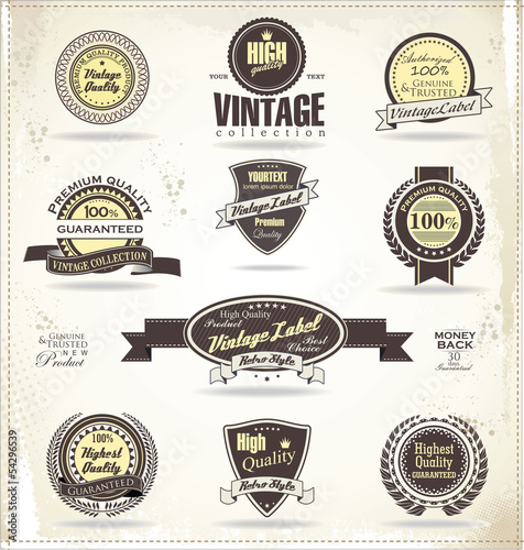 Set of vintage retro premium quality labels