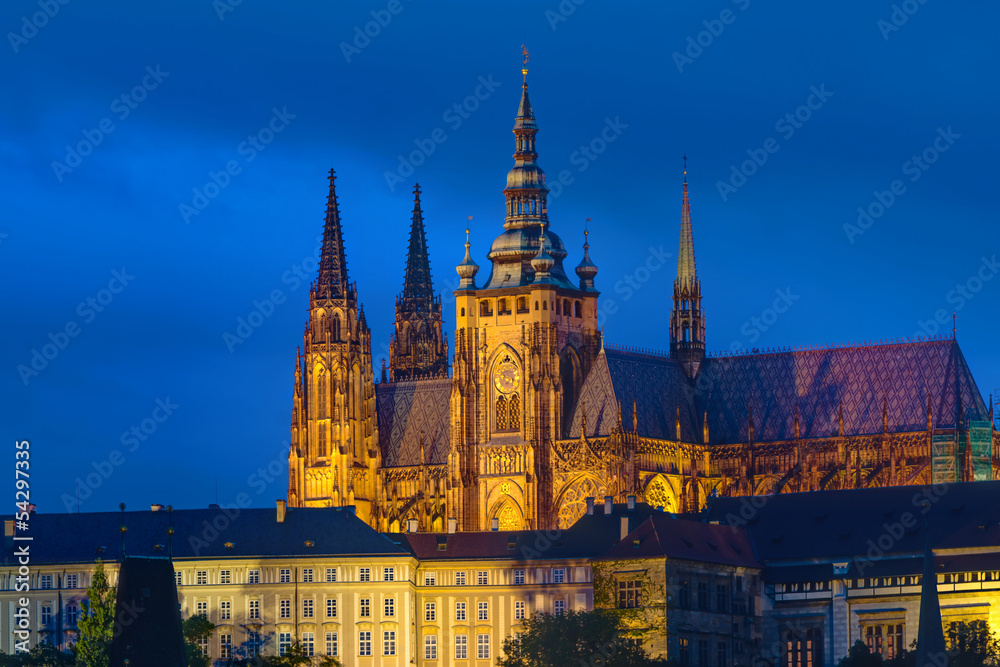 The Saint Vitus cathedral in Prague at night The Saint Vitus cathedral in Prague at night