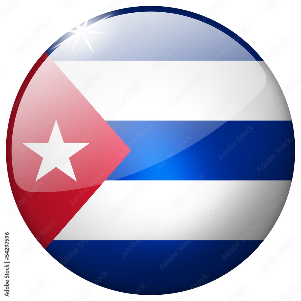 Cuba Round Glass realistic button on white background Cuba Round Glass realistic button on white background