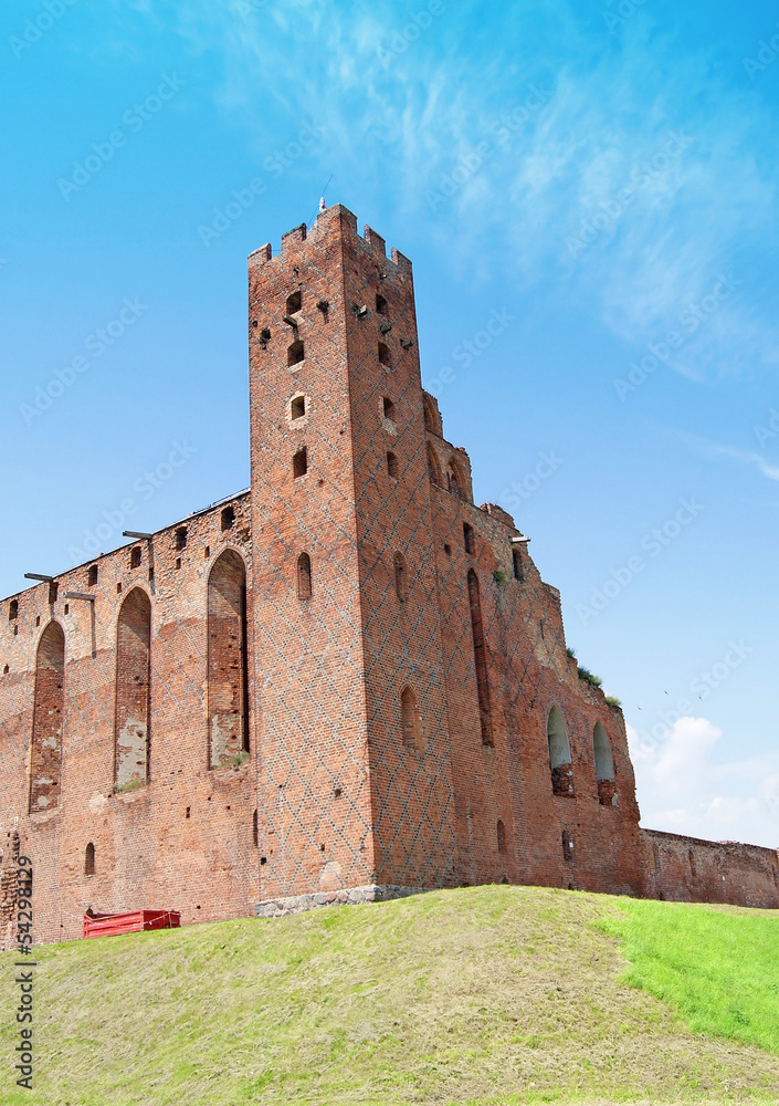 Ruins of medieval Teutonic Order castle in Radzyn Chelminski, Poland