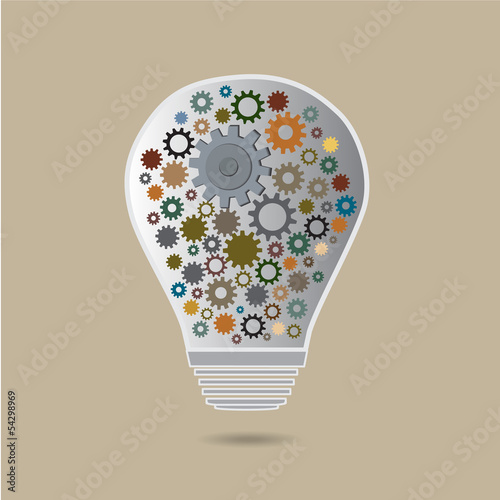 cog in the lamp vector icon, idea concept