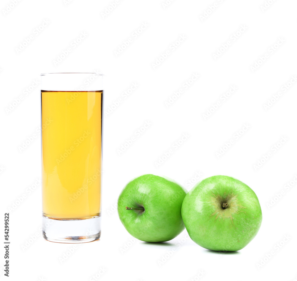 Green apples and juice. Green apples and juice.