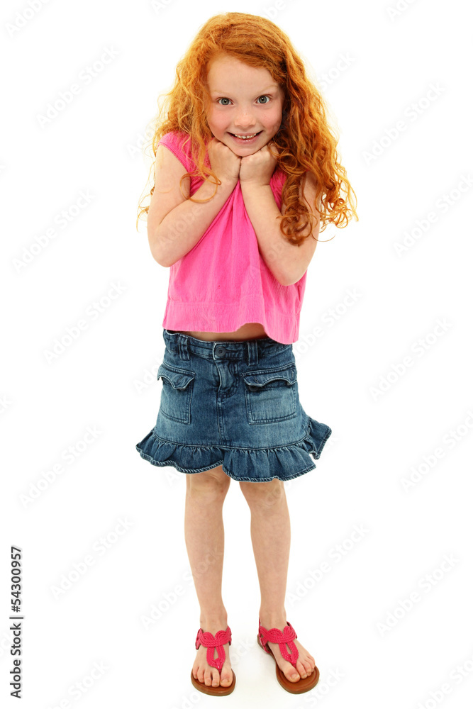 Adorable Caucasian Redhead Girl Child Surprised Expression Adorable Caucasian Redhead Girl Child Surprised Expression