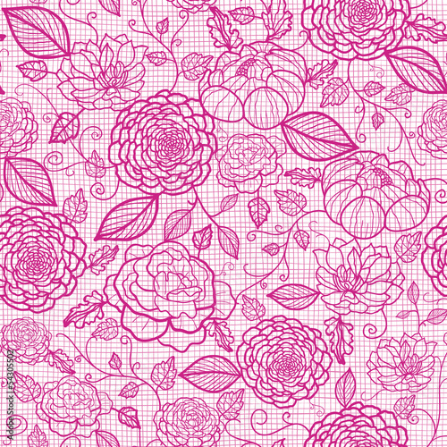 Fototapeta Naklejka Na Ścianę i Meble -  Vector pink lace flowers elegant seamless pattern background