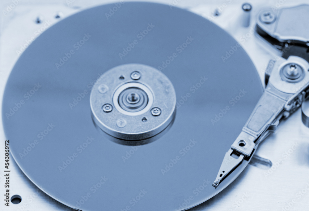 Open computer hard drive on white background Open computer hard drive on white background