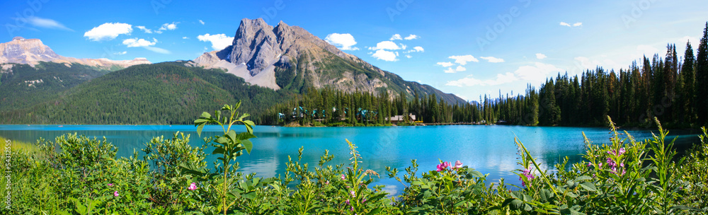 Panorama lac emerald, canada - obrazy, fototapety, plakaty 
