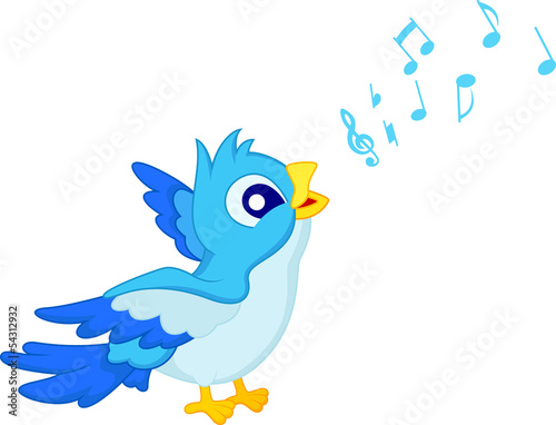 Cartoon Blue Bird Sing