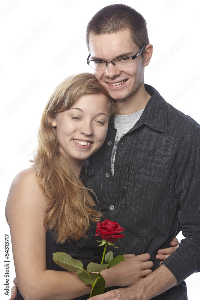 Junges Liebespaar mit Rose Junges Liebespaar mit Rose