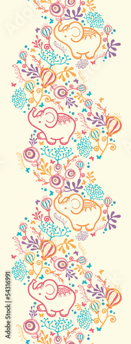 Vector Elephants With Flowers Vertical Seamless Pattern