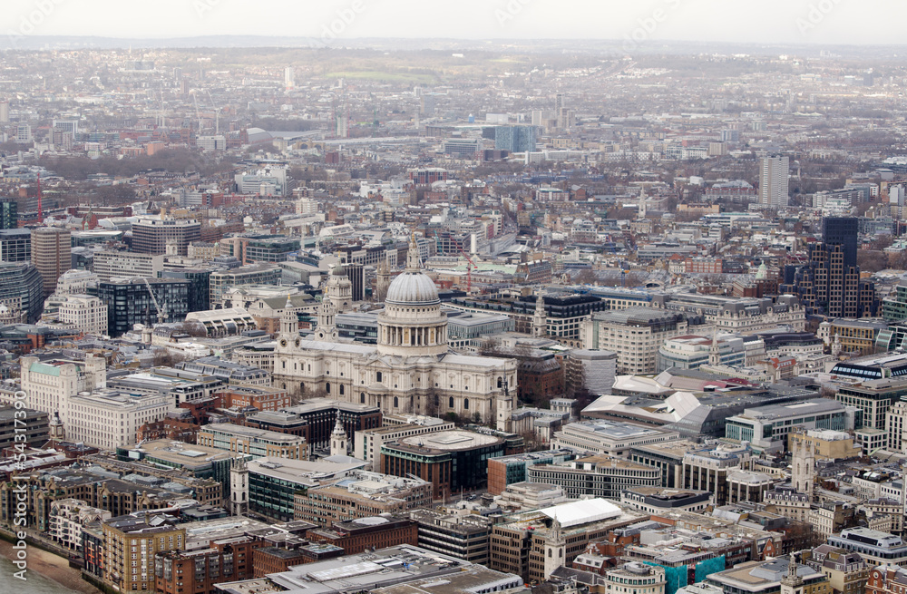View from above of St Paul's Cathedral, London