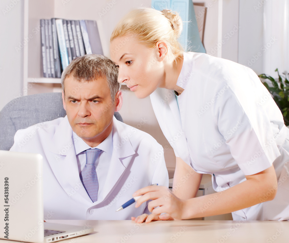 two doctors have conversation two doctors have conversation