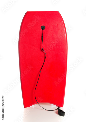 Red boogie board on a white background
