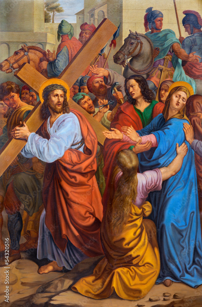 Fototapeta premium Vienna - Jesus and his Mother on the cross way.