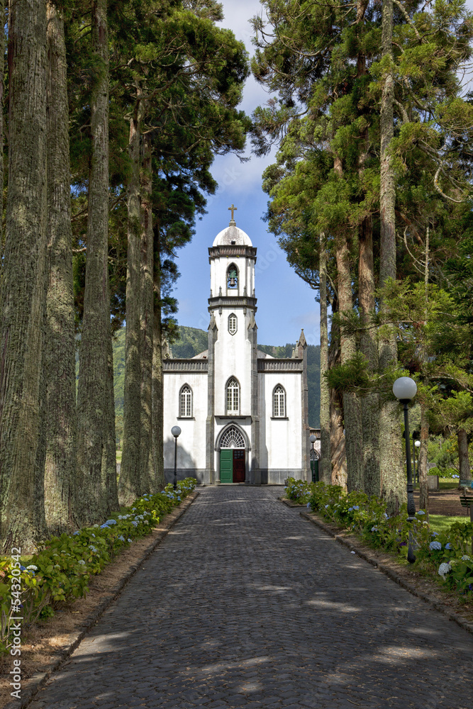 Fototapeta premium Kirche Sao Nicolau, Sete Cidades, Azoren