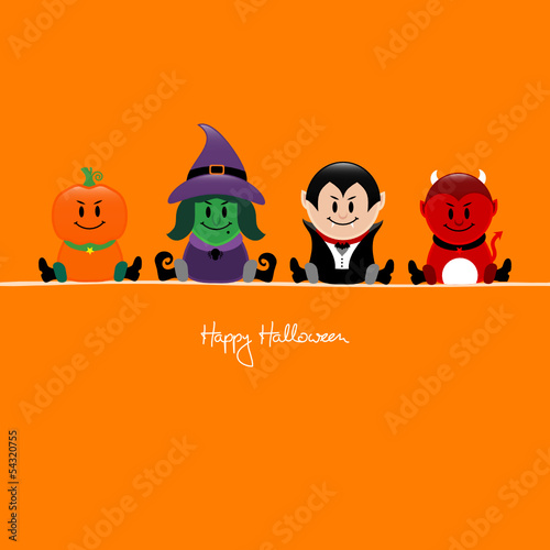 Halloween Pumpkin, Witch, Vampire & Devil Orange