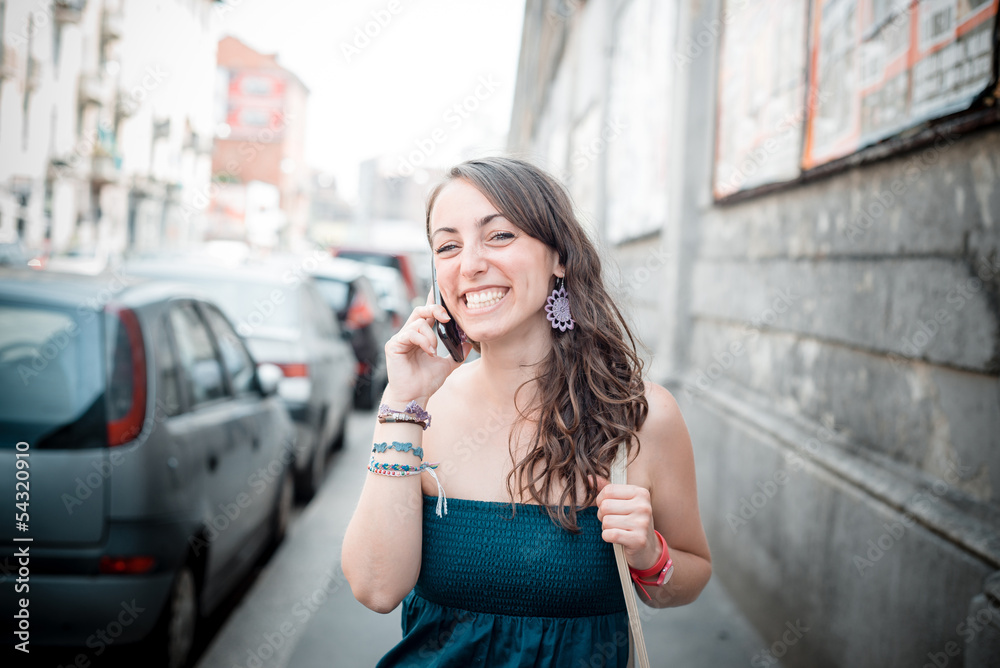 Fototapeta premium beautiful woman on the phone