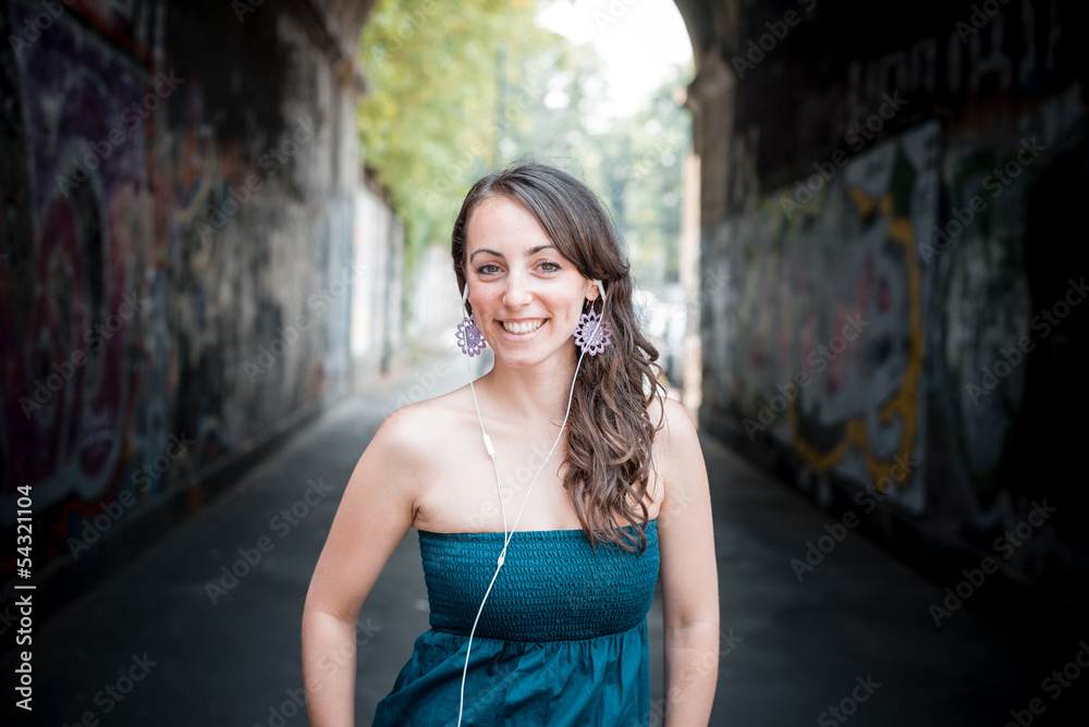 Fototapeta premium beautiful woman listening to music