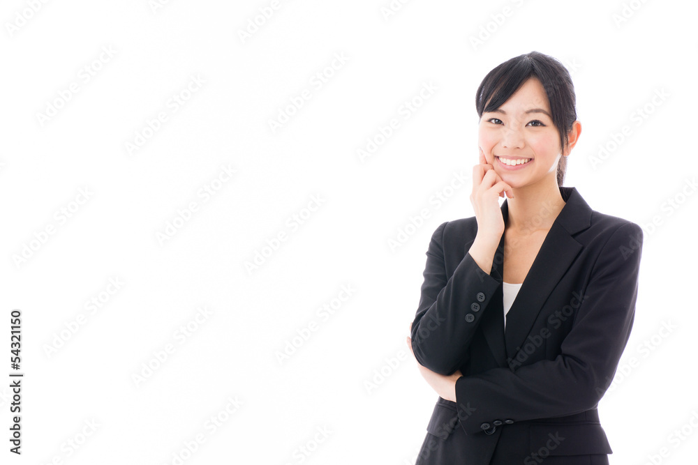 young asian businesswoman smiling on white background young asian businesswoman smiling on white background