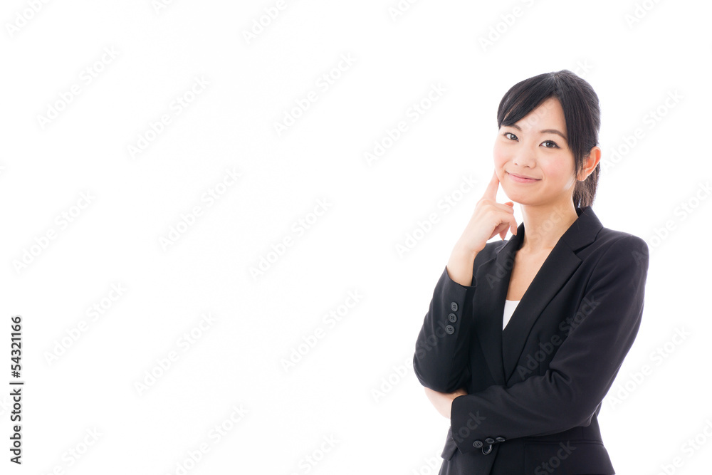 young asian businesswoman smiling on white background young asian businesswoman smiling on white background