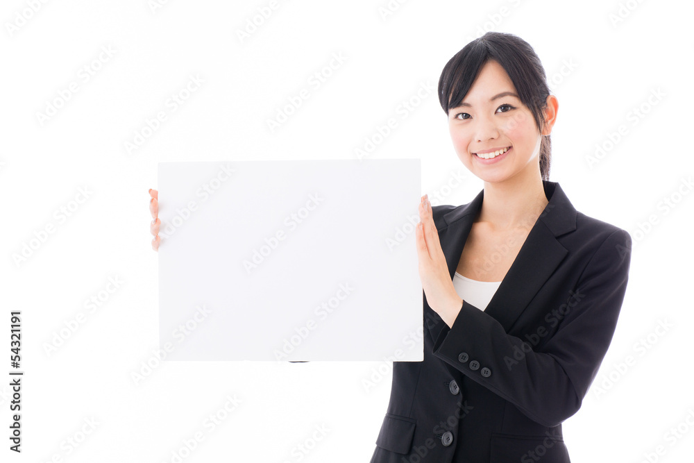 young asian businesswoman with whiteboard young asian businesswoman with whiteboard