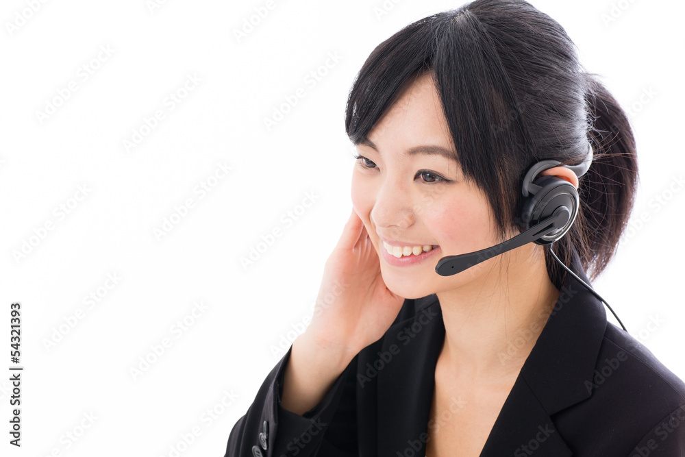 young asian businesswoman with headset young asian businesswoman with headset