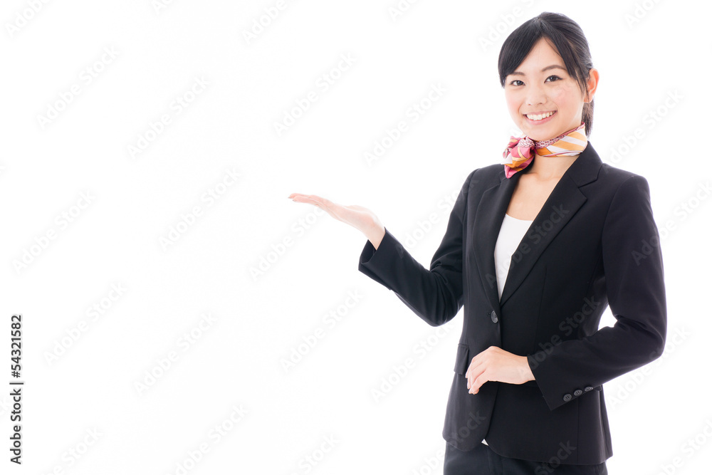young asian businesswoman showing on white background young asian businesswoman showing on white background