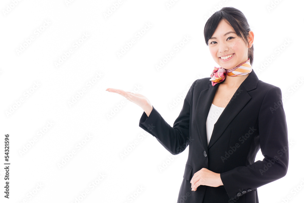 young asian businesswoman showing on white background young asian businesswoman showing on white background