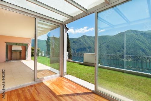 Interior apartment with garden  veranda