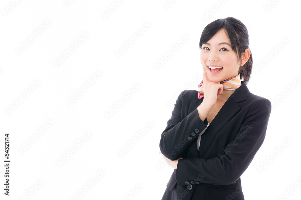 young asian businesswoman smiling on white background young asian businesswoman smiling on white background