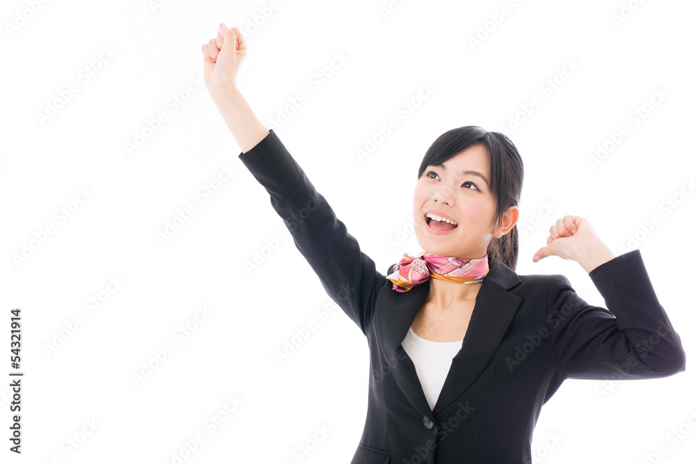 young asian businesswoman relaxing on white background