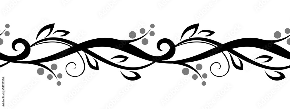 Horizontal seamless floral vignette. Vector illustration. Stock Vector ...