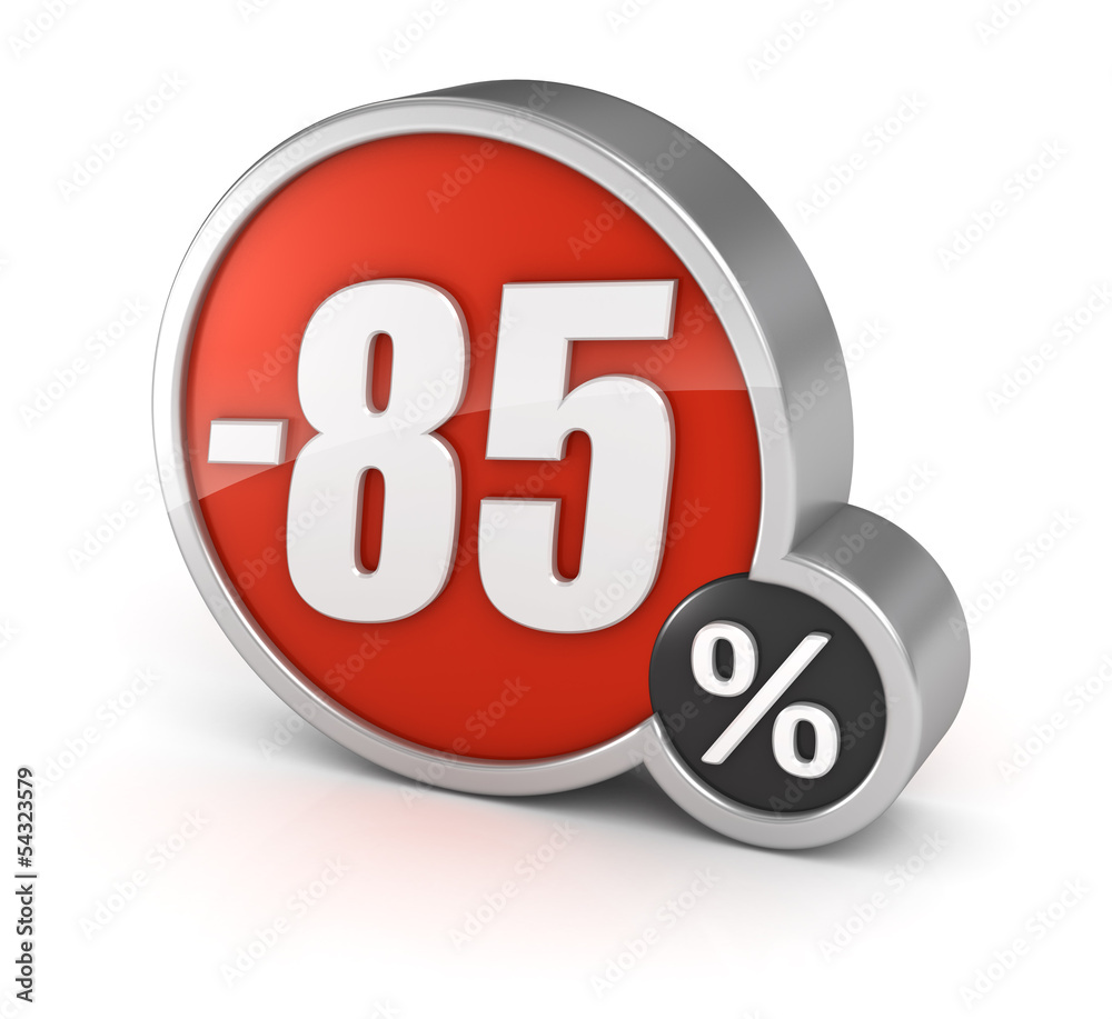 Discount 85% sale 3d icon on white background Discount 85% sale 3d icon on white background