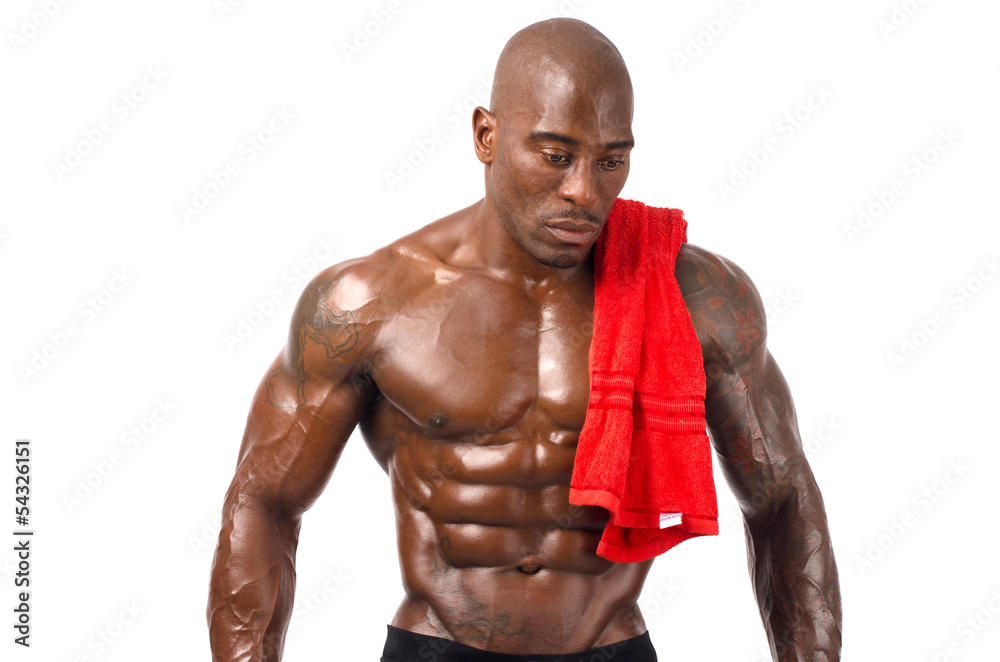 Strong bodybuilder man with perfect abs,biceps, chest