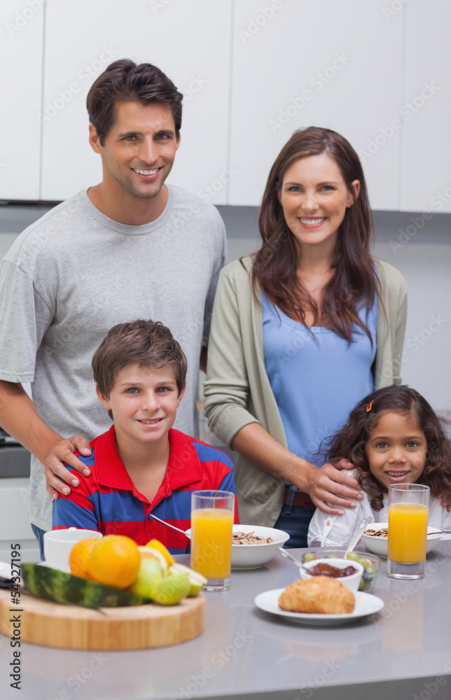 Smiling family at breakfast Smiling family at breakfast