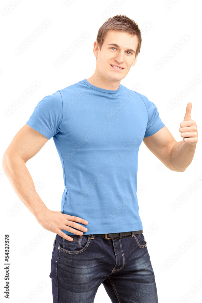 Young handsome man giving a thumb up Young handsome man giving a thumb up
