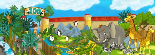 Cartoon zoo - amusement park - illustration