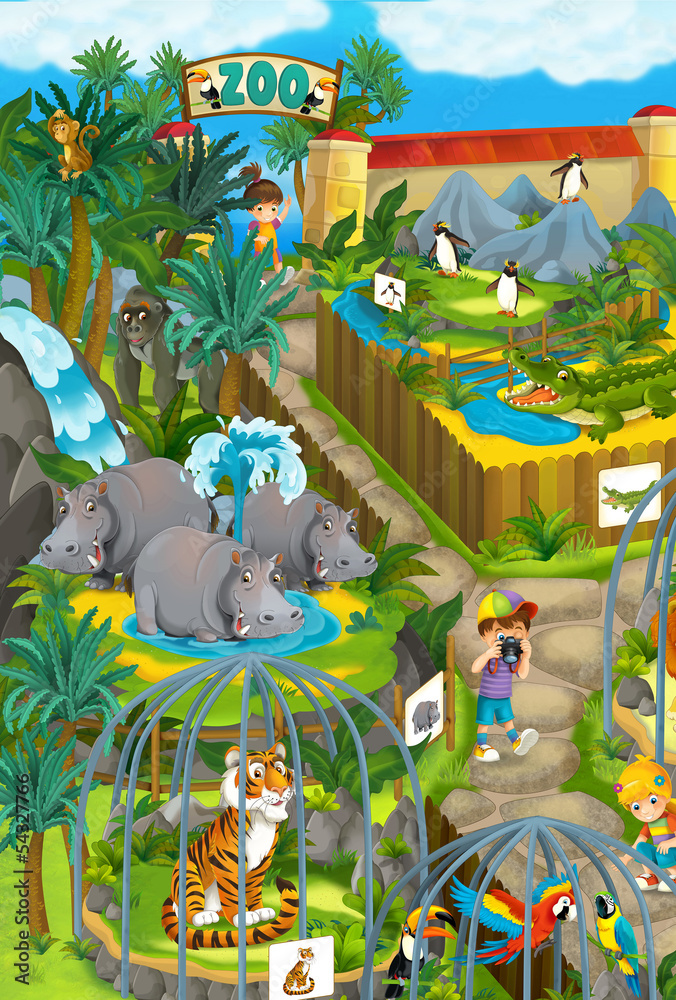 Cartoon zoo - amusement park - illustration Cartoon zoo - amusement park - illustration