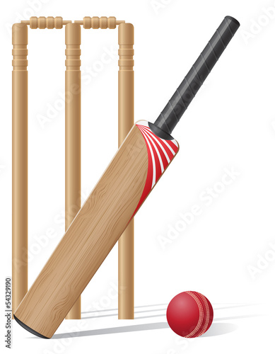 set equipment for cricket vector illustration