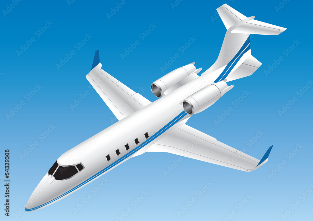 Detailed Isometric Vector Illustration of a Learjet