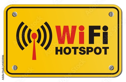 WiFi hotspot yellow sign - rectangle sign