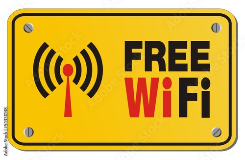free WiFi yellow sign - rectangle sign