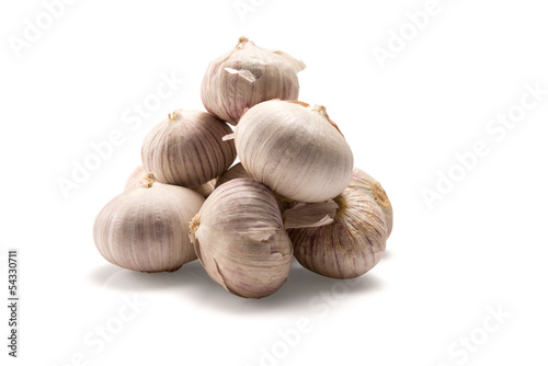 Garlic over a white background